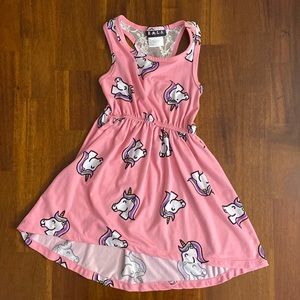 Pink Unicorn Dress with Lace Racer Back